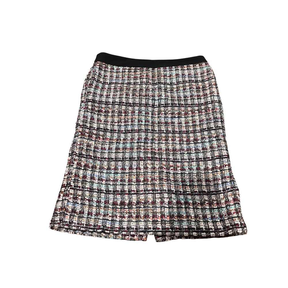 Talbots Petite Multi Color Tweed‎ Metallic A-Line Skirt PH5289 Black Waistband